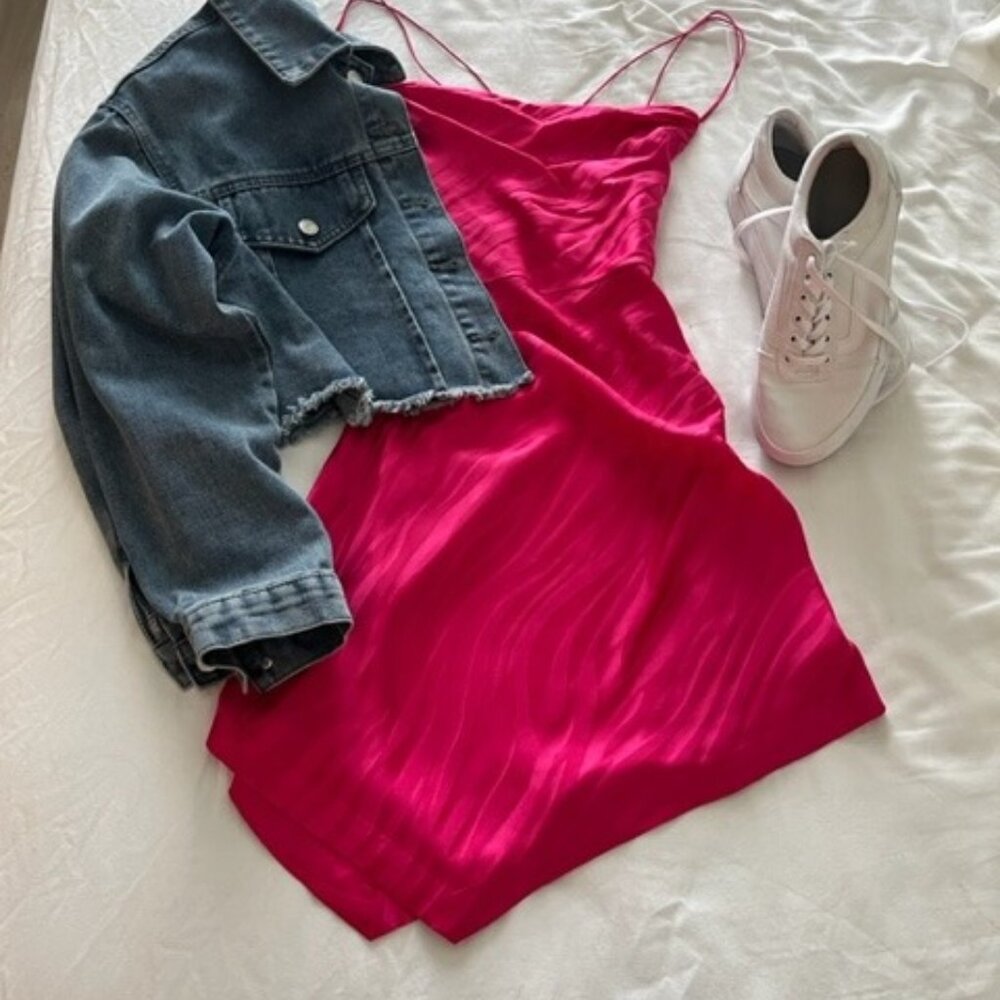 *SOLD* Retrofete Hot Pink Silk Mich Dress